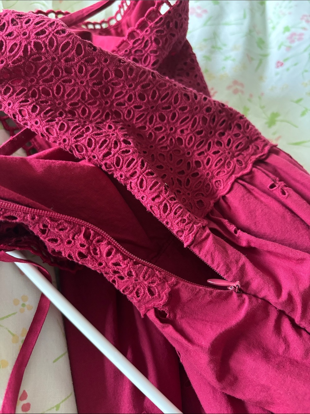 LOFT Raspberry Eyelet Midi Dress - Picture 3 of 3
